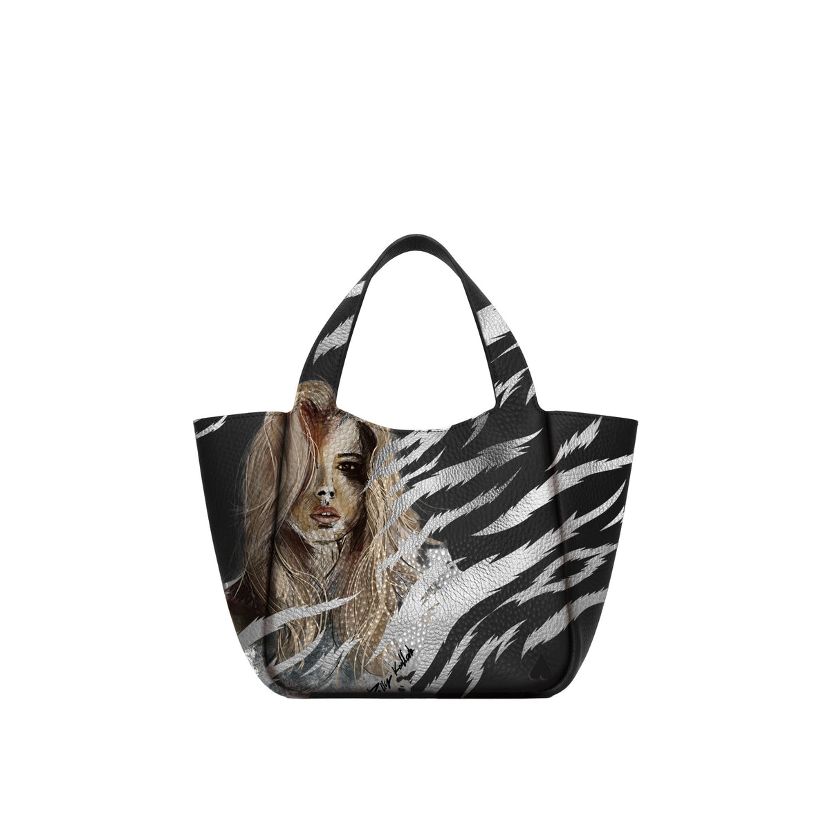 Eve Silver Zebra Handbag is crafted from supple deerskin leather with a naturally grainy finish and distinguished by a gorgeous artistic front print