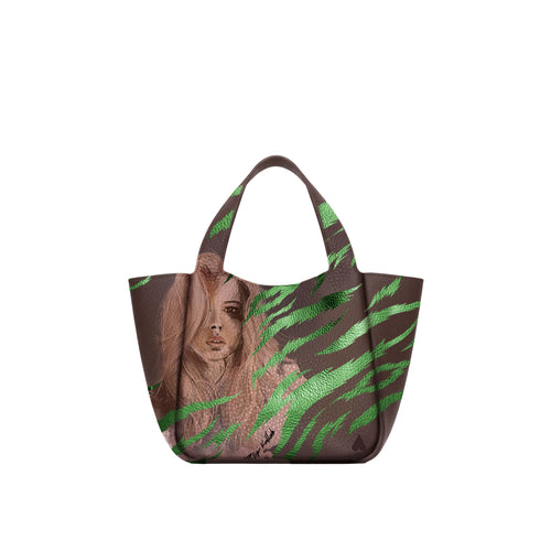 Eve Green Zebra Handbag is crafted from supple deerskin leather with a naturally grainy finish and distinguished by a gorgeous artistic front print