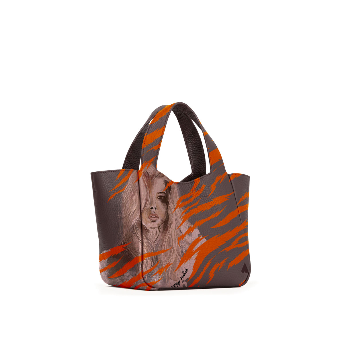 Eve Orange Zebra Handbag is crafted from supple deerskin leather with a naturally grainy finish and distinguished by a gorgeous artistic front print